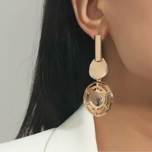 Beautiful Gold and Glass Dangle Earrings - New!
